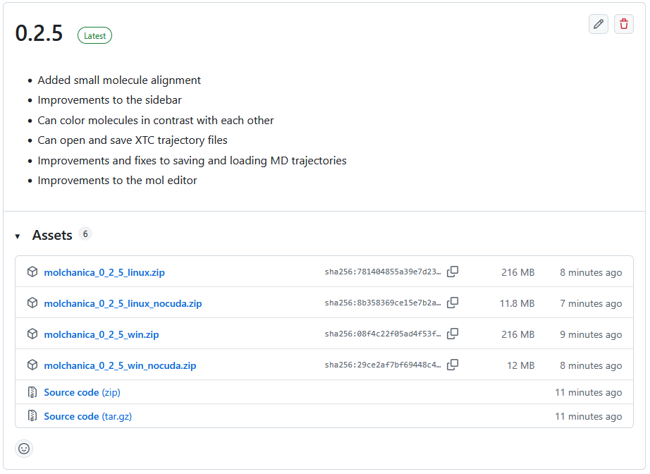 Example download from Github releases