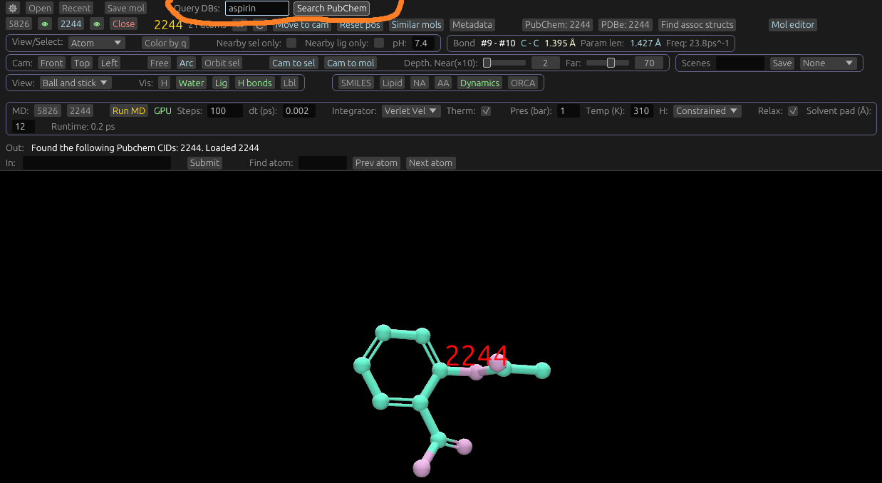 Search and load aspirin by name