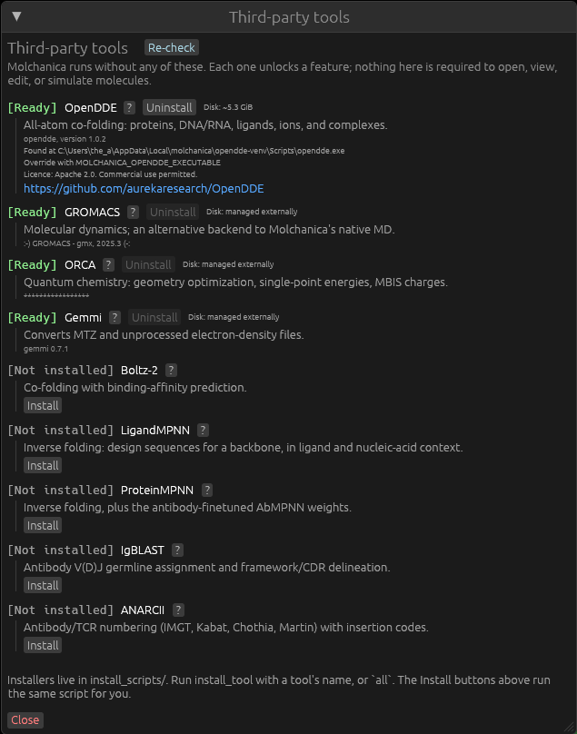 Third-party tool window