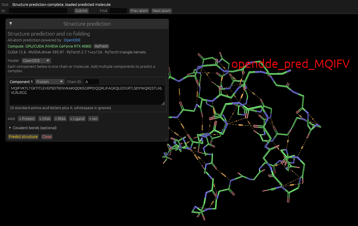 structure prediction with OpenDDE